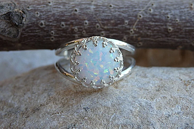 luxury diamond wedding rings -Opal Silver Ring