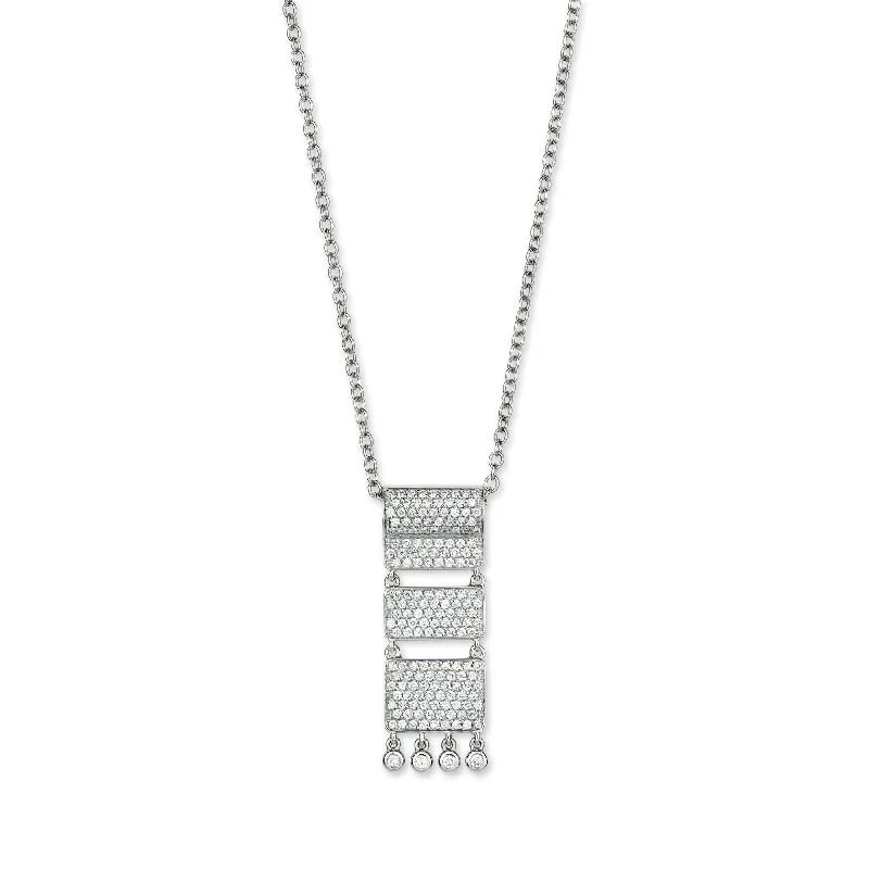 chunky necklaces for women -Carpet 18K Whitegold Pendant w. Diamonds