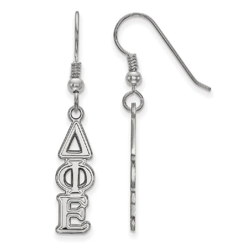 custom-made earrings for women -Sterling Silver Delta Phi Epsilon Dangle Small Earrings