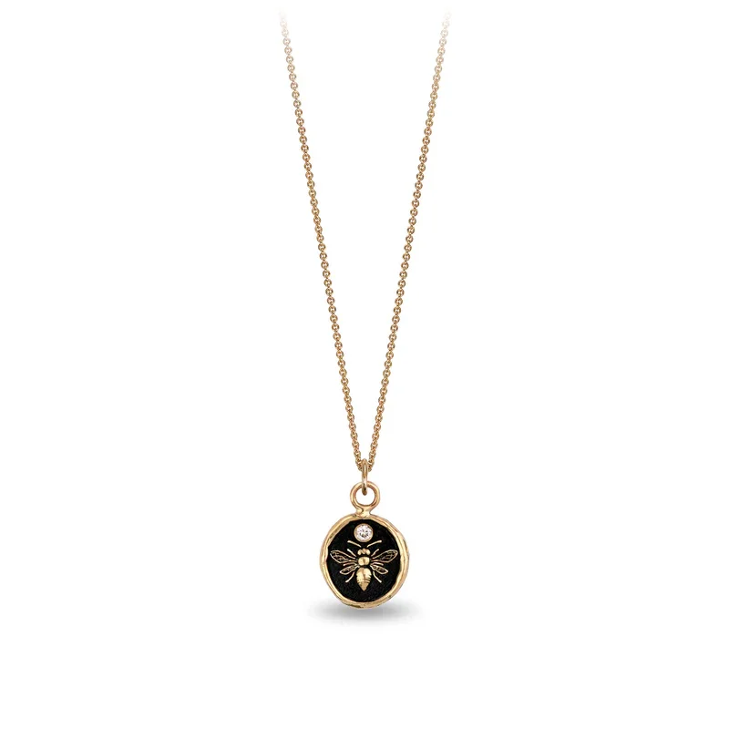 fashion-forward necklaces for women -Motivated 14K Gold Appreciation Diamond Set Talisman