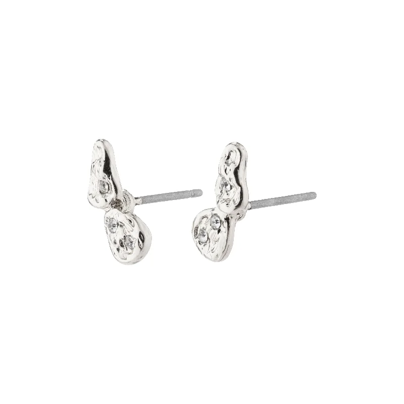 sterling silver earrings for women -QUINN organic shaped crystal earrings silver-plated