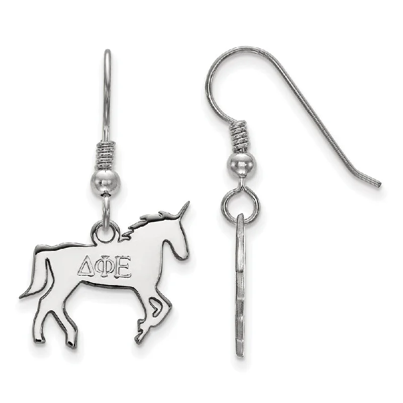 silver charm earrings for women -Sterling Silver Delta Phi Epsilon Small Dangle Earrings