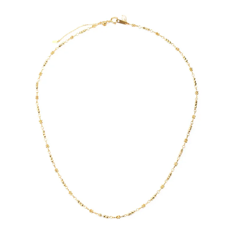 layered gold necklaces for women -18K Flower Bead Necklace