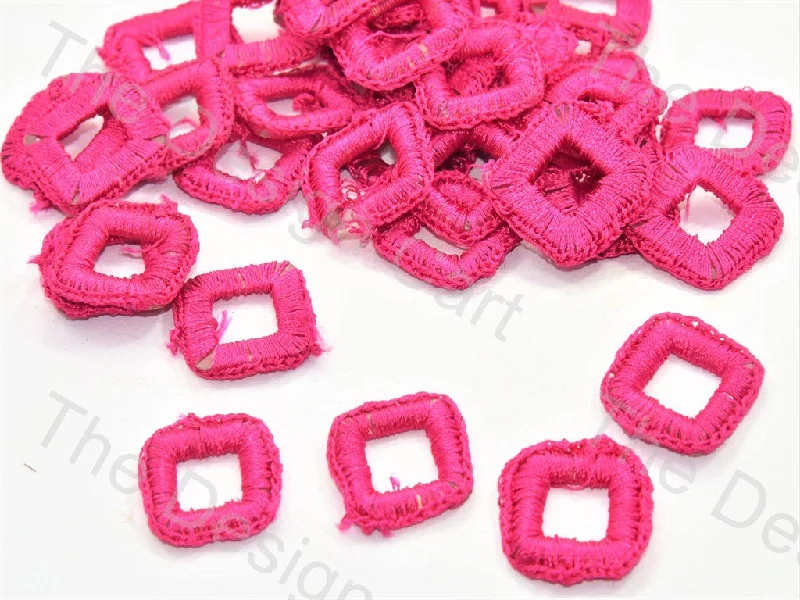 romantic engagement rings -Magenta Small Square Crochet Thread Rings