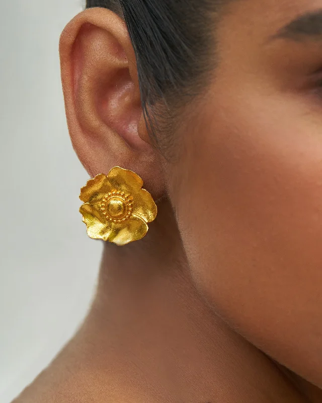 sparkling earrings for women -Gul Studs - Antique Gold