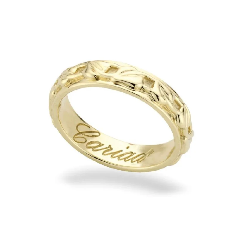 stackable rings for women -9ct Yellow Gold Tree of Life Cariad Wedding Ring