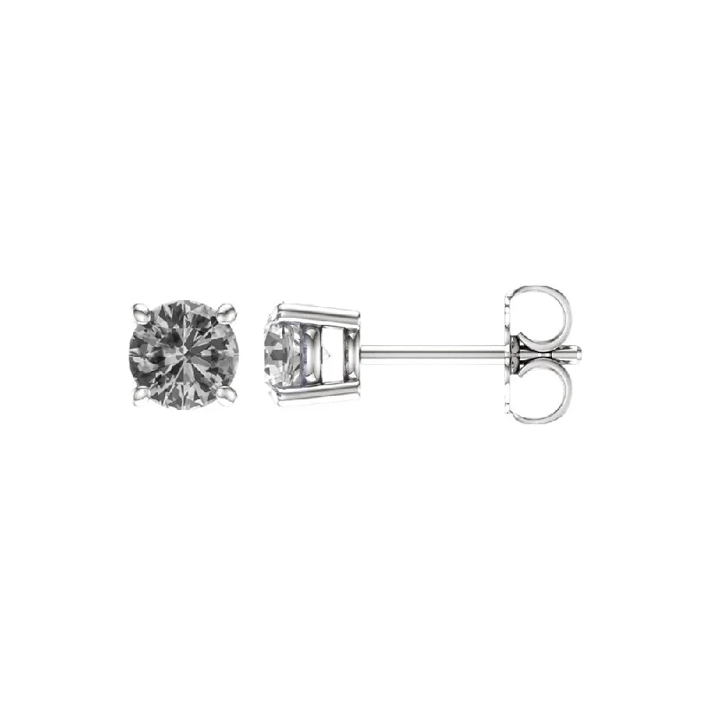 trendy earrings for women -5mm Round White Sapphire Stud Earrings in 14k White Gold