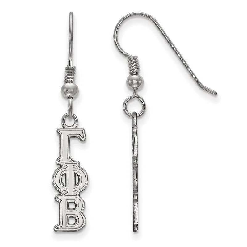 minimalist earrings for women -Sterling Silver Gamma Phi Beta XS Dangle Earrings