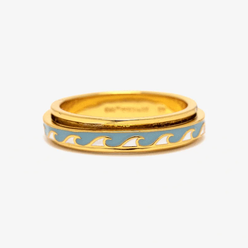 unique rings for women -Enamel Fin Fidget Ring