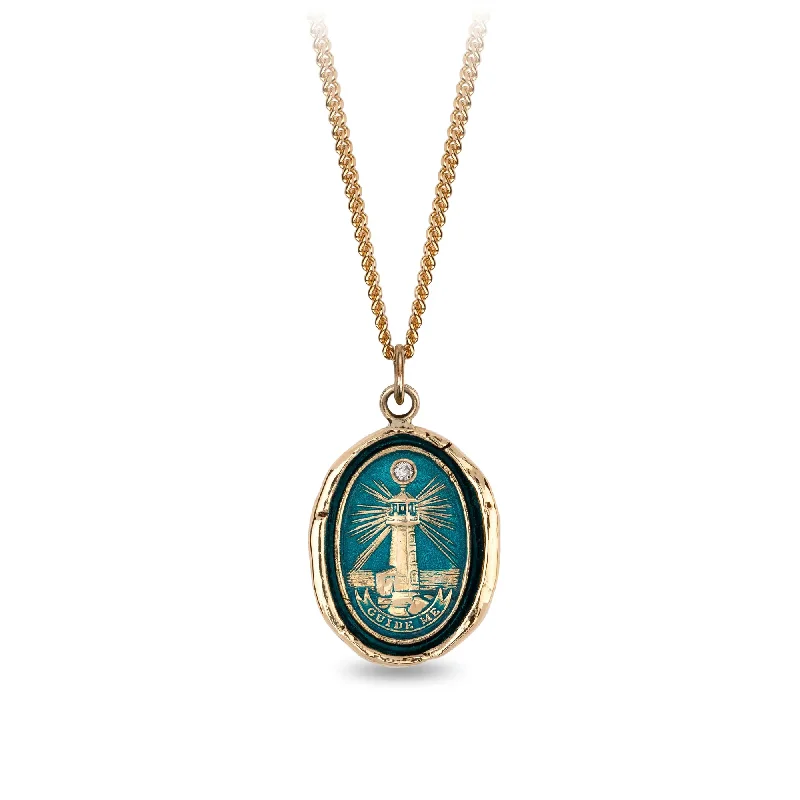 gold-plated necklaces for women -Lighthouse 14K Gold Diamond Set Signature Talisman - True Colors