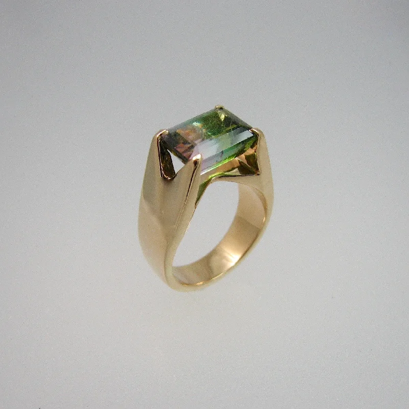 radiant-cut rings for women -Tri-Color Tourmaline Ring