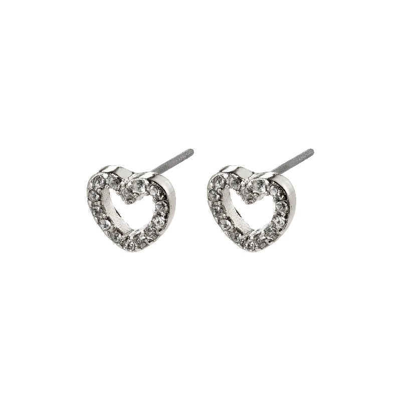 silver earrings for women -EDIE crystal heart earrings silver-plated