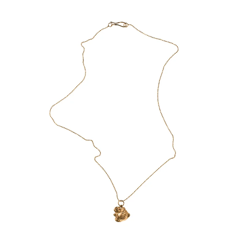 pearl necklaces for women -Gold Nugget 14K Gold Necklace w. Diamonds