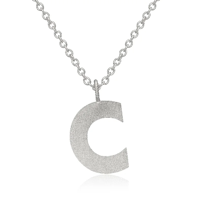 silver pendant necklaces for women -Letter C Silver Necklace