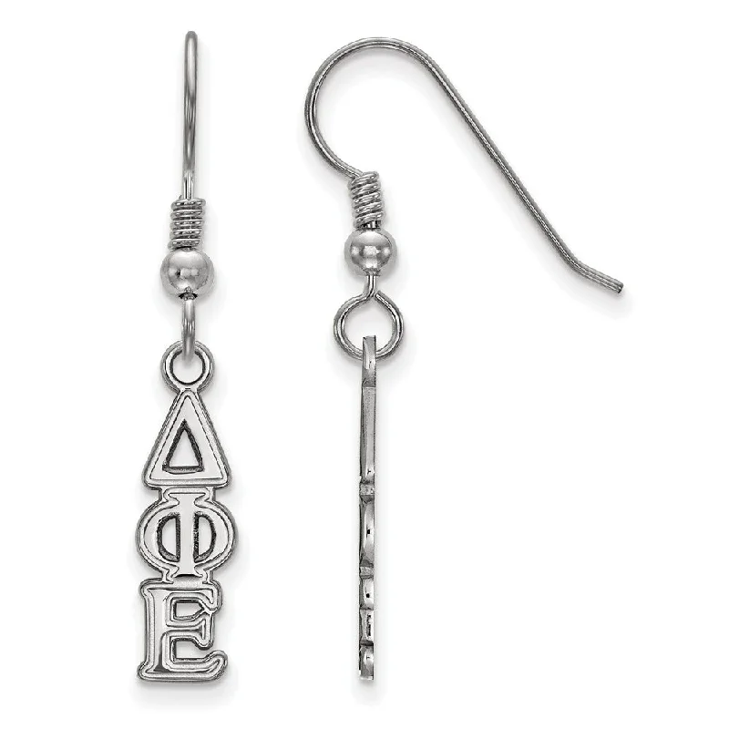 delicate earrings for women -Sterling Silver Delta Phi Epsilon XS Dangle Earrings