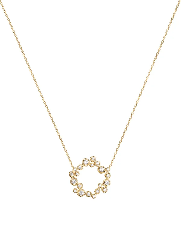 pendant necklaces for women -Big Circle Nr 01 18K Gold, Whitegold or Rosegold Necklace w. Diamonds