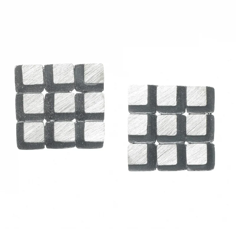 unique earrings for women -Eclipse 3x3 Square Grid Earrings