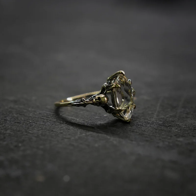 infinity pendant necklaces -Elysium Ring - Herkimer Diamond - Antiqued Yellow Gold