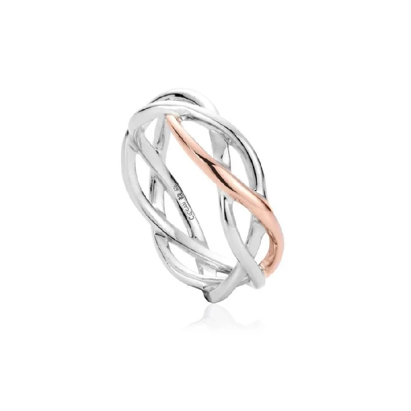 custom engagement rings for women -Silver and 9ct Rose Gold Eternity Love Weave Ring