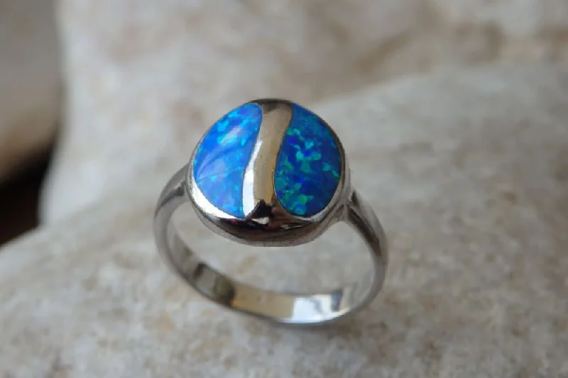 diamond rings for women -Blue Opal Ring