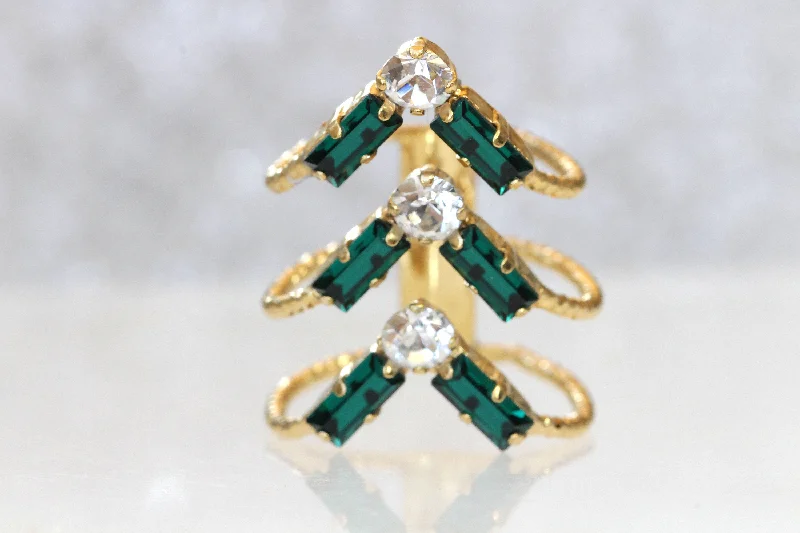 emerald rings for women -EMERALD Stacking RING SET