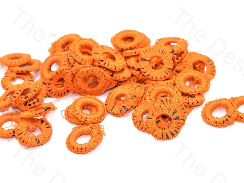 vintage rings for women -Orange Small Round Crochet Thread Rings