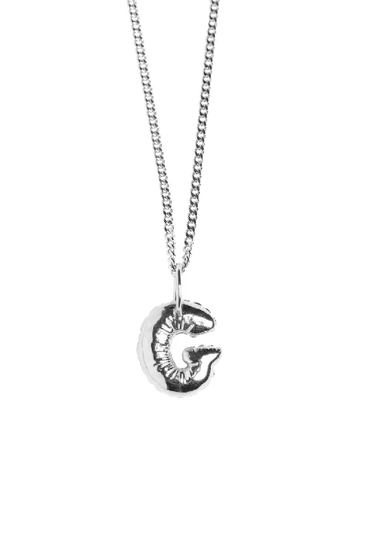 luxury gemstone necklaces for women -Letter G Silver Necklace