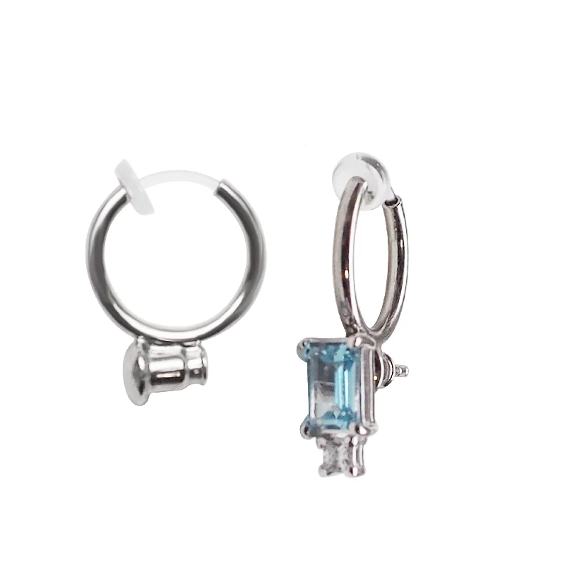 diamond earrings for women -Silver Invisible Clip On Hoop Earrings Converters