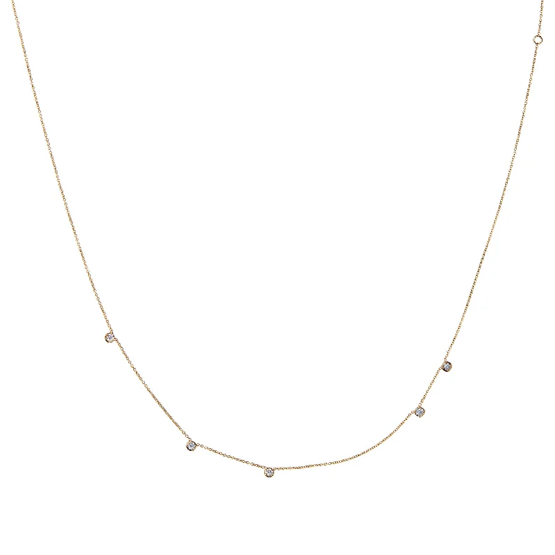 birthstone necklaces for women -Stellar Five Star Assymetric 18K Gold Necklace w. Diamonds