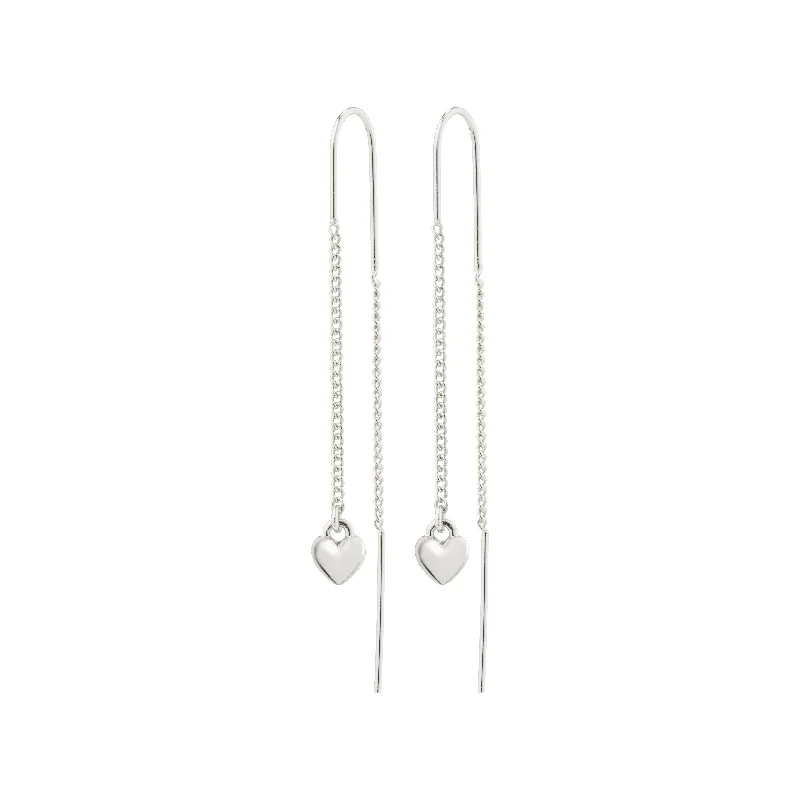 luxury gold earrings for women -AFRODITTE heart chain-earrings silver-plated