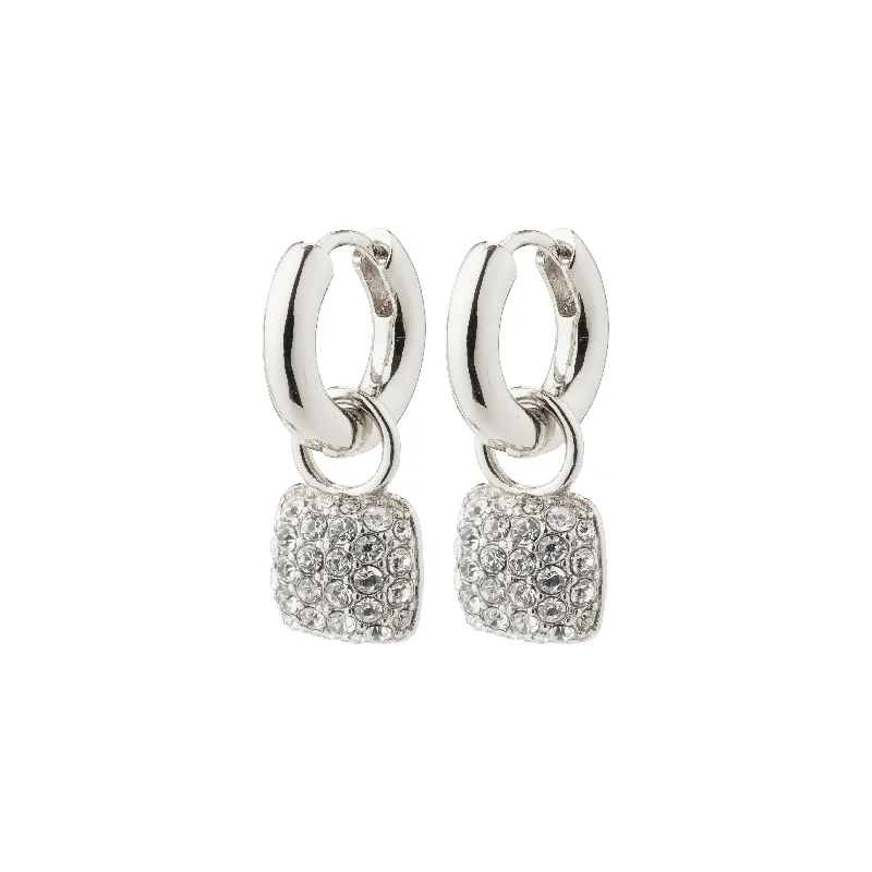 vintage earrings for women -CINDY crystal hoop earrings silver-plated