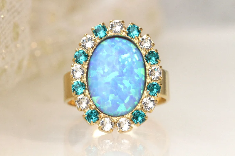 pear-shaped rings for women -OPAL TURQUOISE RING