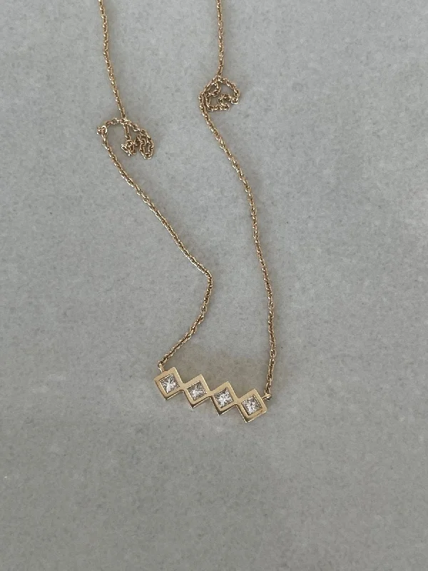 stylish necklaces for women -Cube no.4 14K Gold Necklace w. Diamonds