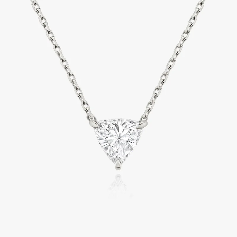 personalized pendant necklaces -Solitaire Trillion 14K Whitegold Necklace w. Lab-Grown Diamond