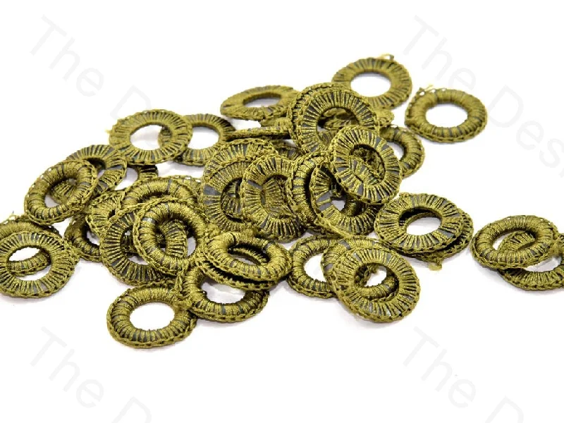 gemstone rings for women -Olive Green Small Round Crochet Thread Rings