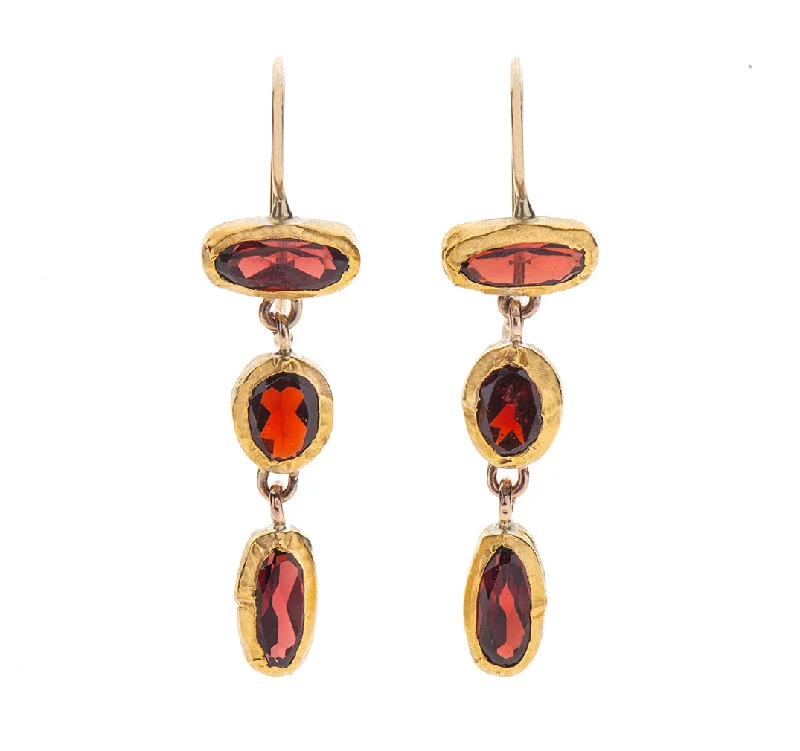 gold hoop earrings for women -Nava Zahavi Dangle Garnet Earrings