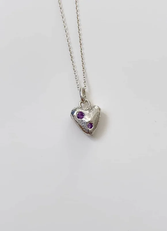 personalized nameplate necklaces -Coralie Grzes | Olivia Amulet of February Silver Necklace w. Amethysts