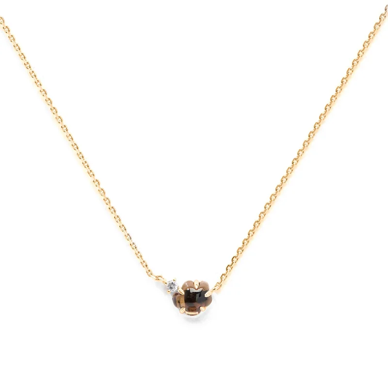 delicate necklaces for women -Mid Cloud 18K Gold Necklace w. Smokey Quartz & Diamonds