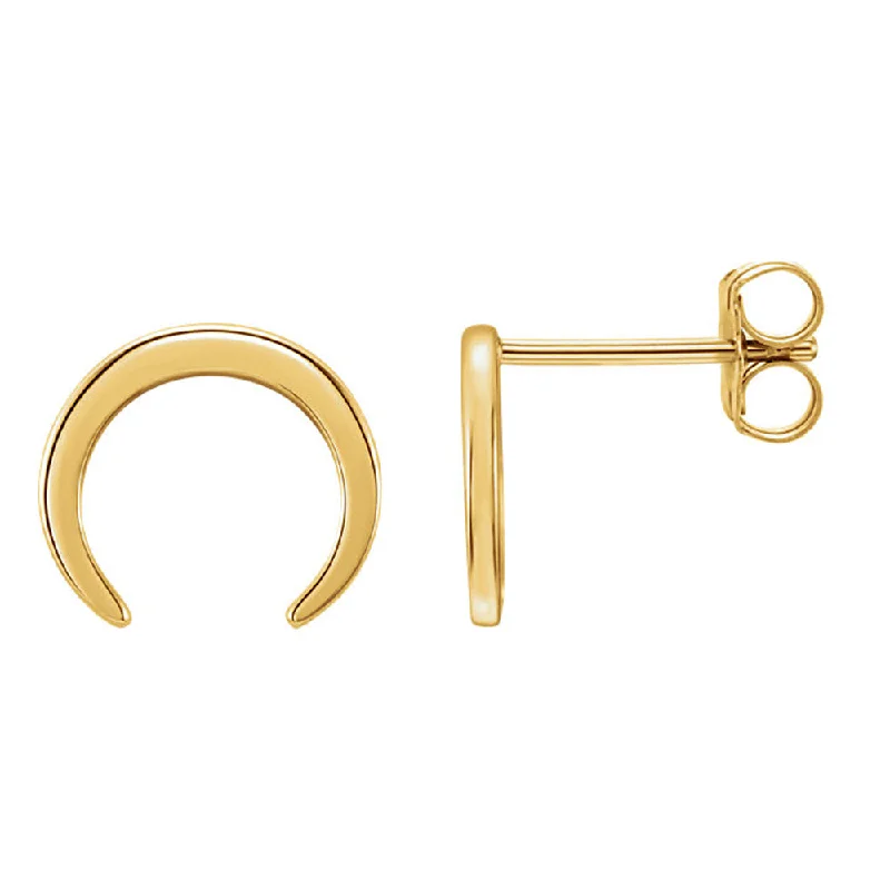 contemporary earrings for women -10mm x 9mm (3/8 Inch) 14k Yellow Gold Small Crescent Post Earrings