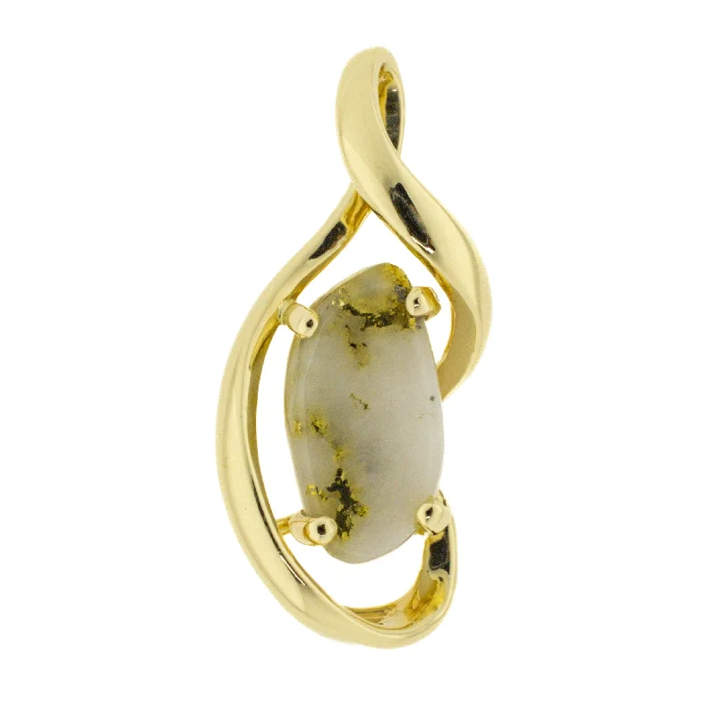 classic diamond rings for women -Gold Bearing Quartz Pendant in 14K Yellow Gold