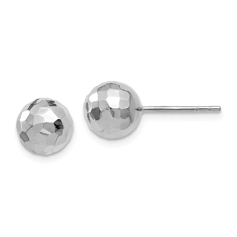 gemstone drop earrings for women -8mm Polished Faceted Ball Post Earrings in 14k White Gold