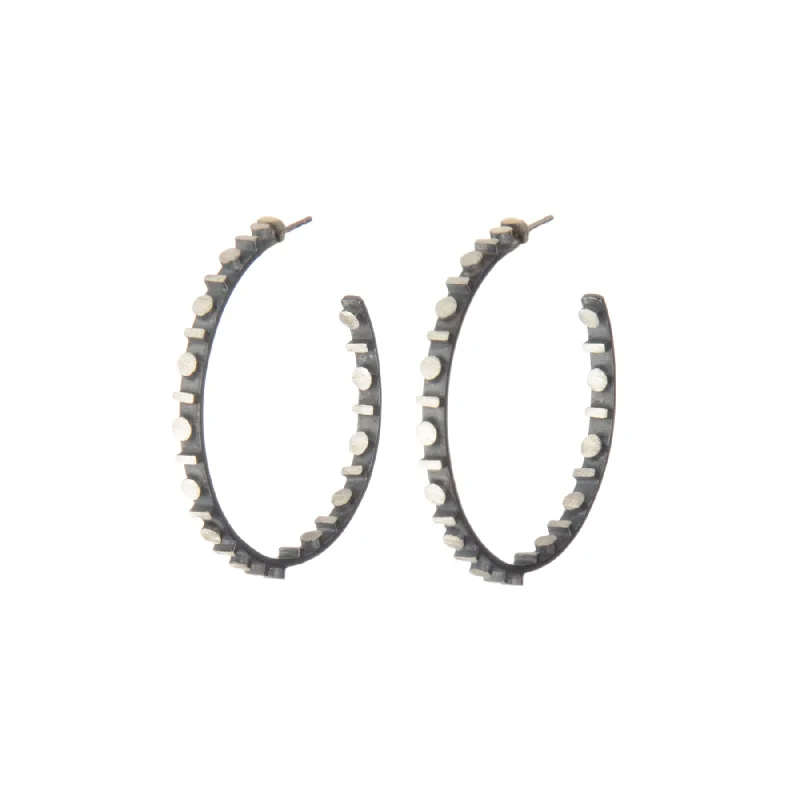 stud earrings for women -Eclipse Line/Dot Hoop Earrings