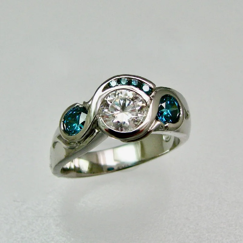 vintage rings for women -Custom Platinum Wave Ring