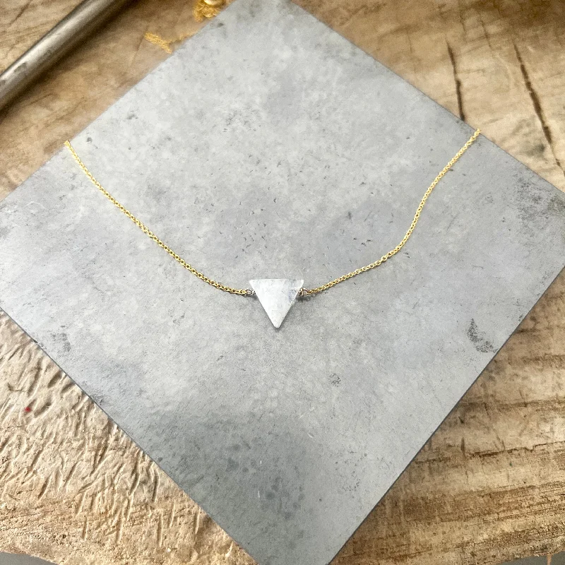 handmade silver necklaces for women -Moonstone Triangle necklace