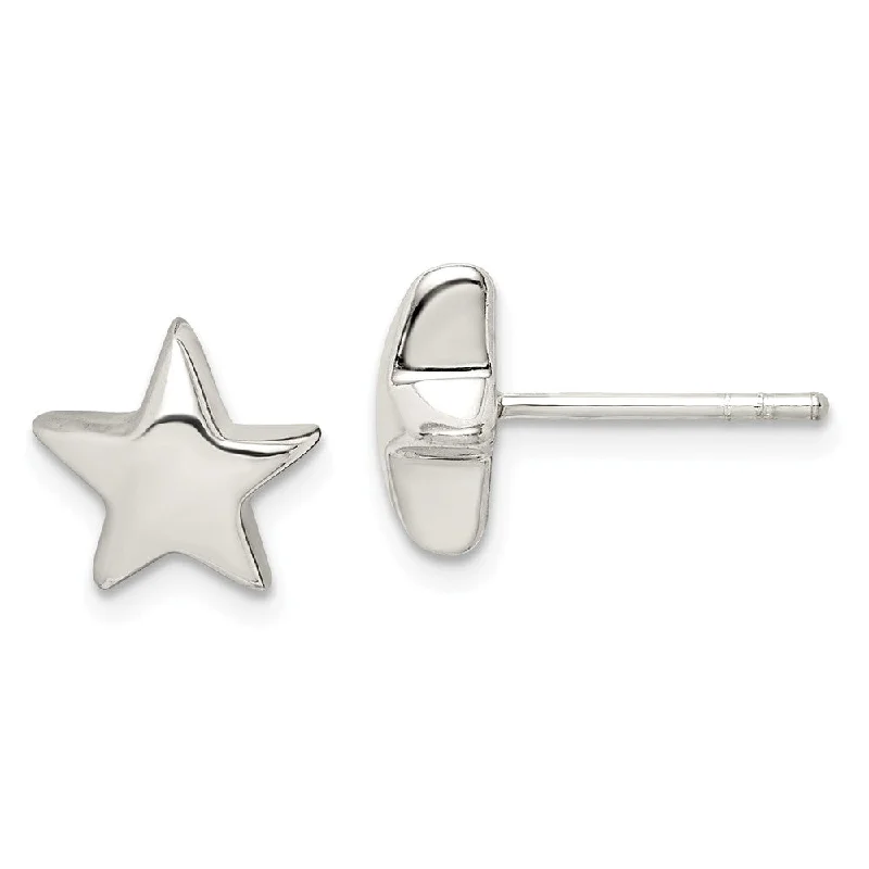 luxury earrings for women -10mm Polished 3D Star Post Earrings in Sterling Silver