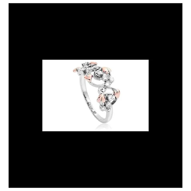 wedding sets for brides -Silver and 9ct Rose Gold Tree of Life Origin White Topaz Set Ring