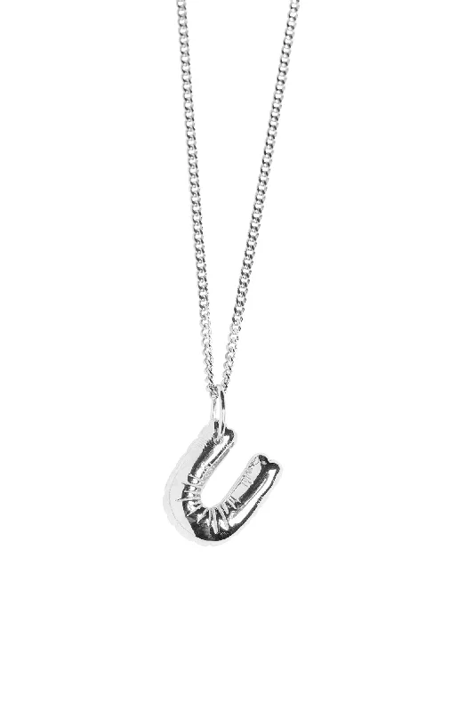 classy necklaces for women -Letter U Silver Necklace