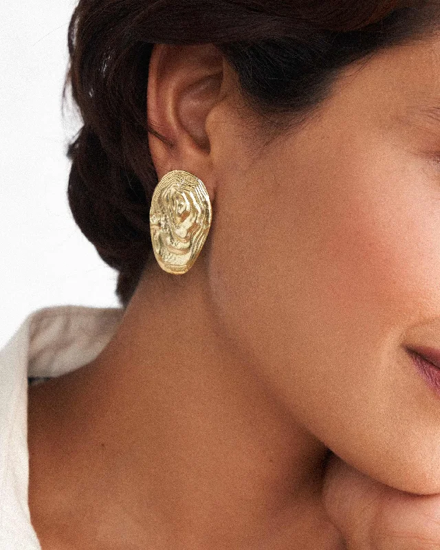 delicate earrings for women -Tide Earrings - Brass