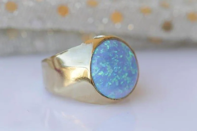 vintage wedding rings for women -OPAL SIGNET RING