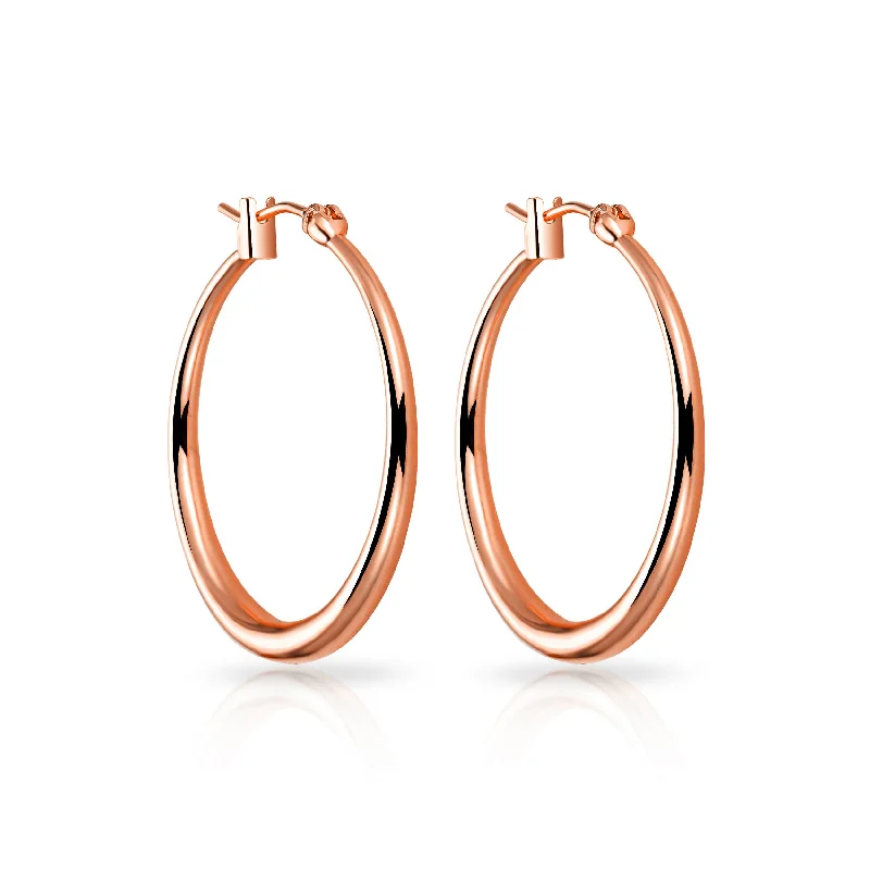 boho earrings for women -Rose Gold Plated 30mm Hoop Earrings